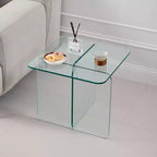 GDFStudio Verna Table d'appoint carrée moderne en verre trempé