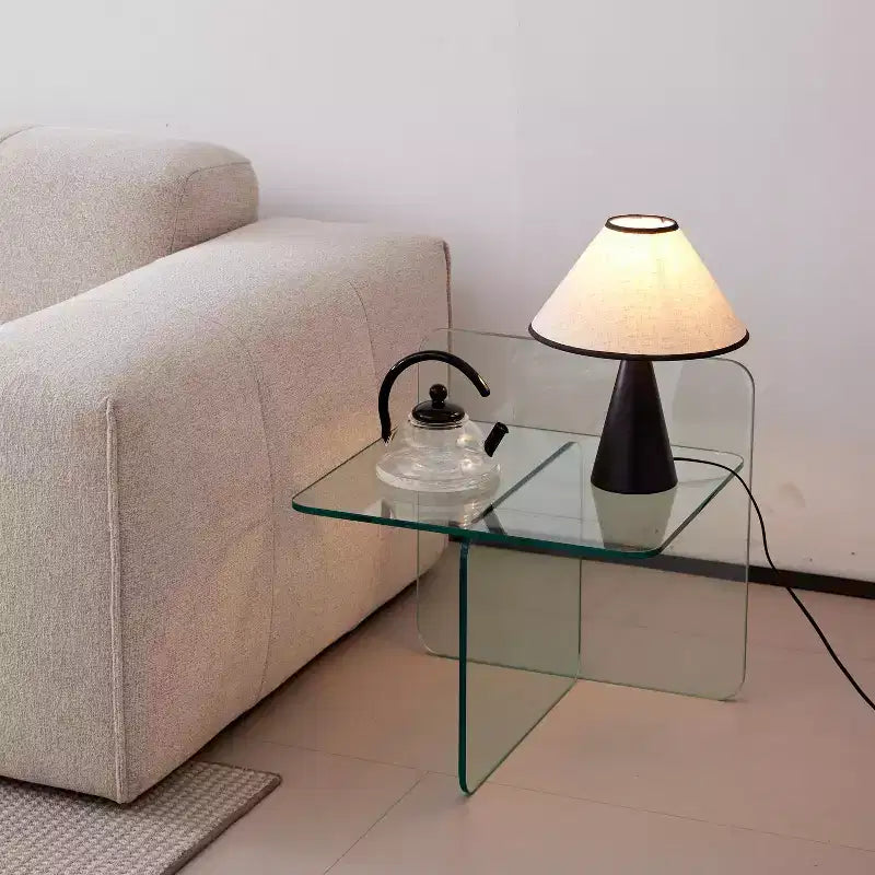 GDFStudio Verna Table d'appoint carrée moderne en verre trempé