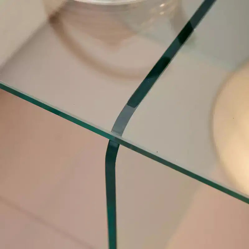GDFStudio Verna Table d'appoint carrée moderne en verre trempé