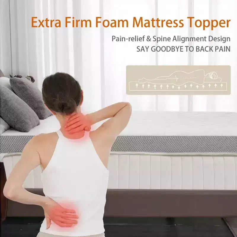 Dyonery Topper Materasso Extra Rigido 3 Pollici - Cuscinetto in Schiuma ad Alta Densità per Alleviare il Dolore con Rivestimento Rimovibile e Inodore