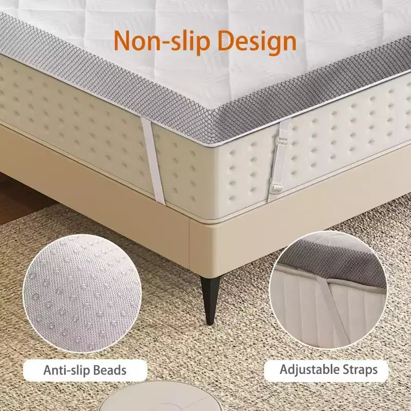 Dyonery Topper Materasso Extra Rigido 3 Pollici - Cuscinetto in Schiuma ad Alta Densità per Alleviare il Dolore con Rivestimento Rimovibile e Inodore