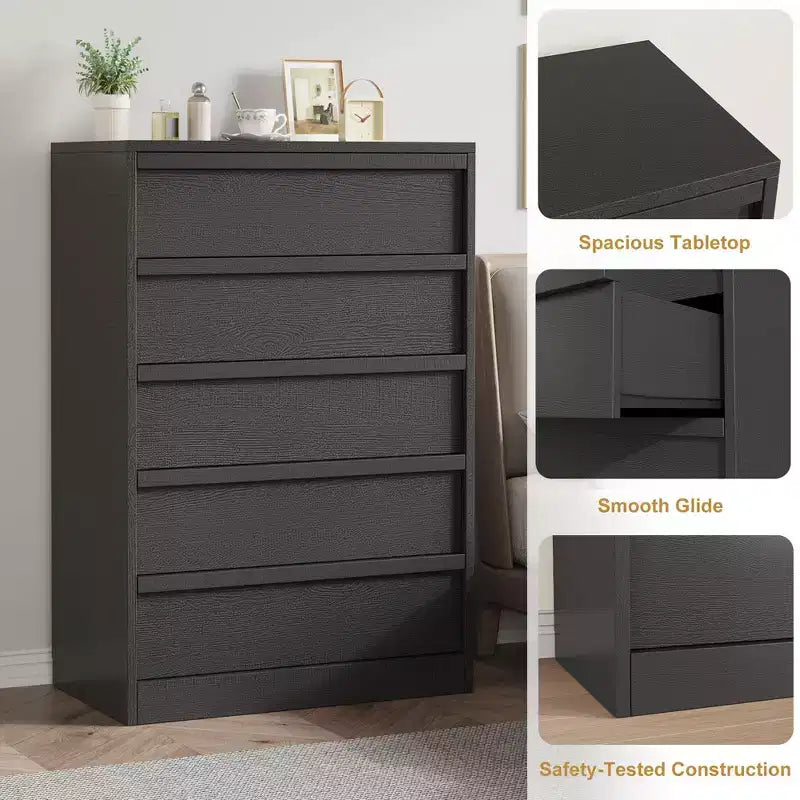 Cassettiera a 7 cassetti per camera da letto, Comò alto e moderno da 46 pollici con contenitore, Organizzatore cassettiera in legno per ingresso, soggiorno, camera da letto