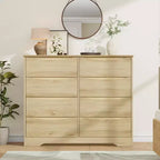 Comò in legno con 8 cassetti, armadio moderno alto con contenitore profondo, cassettiere in legno stile metà secolo con piano ampio per camera da letto, soggiorno