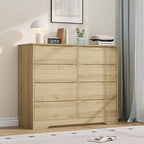 Comò in legno con 8 cassetti, armadio moderno alto con contenitore profondo, cassettiere in legno stile metà secolo con piano ampio per camera da letto, soggiorno