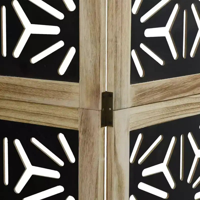 vidaXL Paravento a 4 Pannelli Legno Massello di Paulownia Marrone e Nero