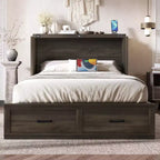 FAMYYT Full Size Foldable Platform Bed With Charging Station, Storage Drawer, Easy Assembly