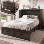 FAMYYT Letto a piattaforma pieghevole full size con stazione di ricarica, cassetto portaoggetti, facile montaggio