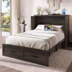 FAMYYT Letto a piattaforma pieghevole full size con stazione di ricarica, cassetto portaoggetti, facile montaggio