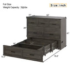 FAMYYT Letto a piattaforma pieghevole full size con stazione di ricarica, cassetto portaoggetti, facile montaggio