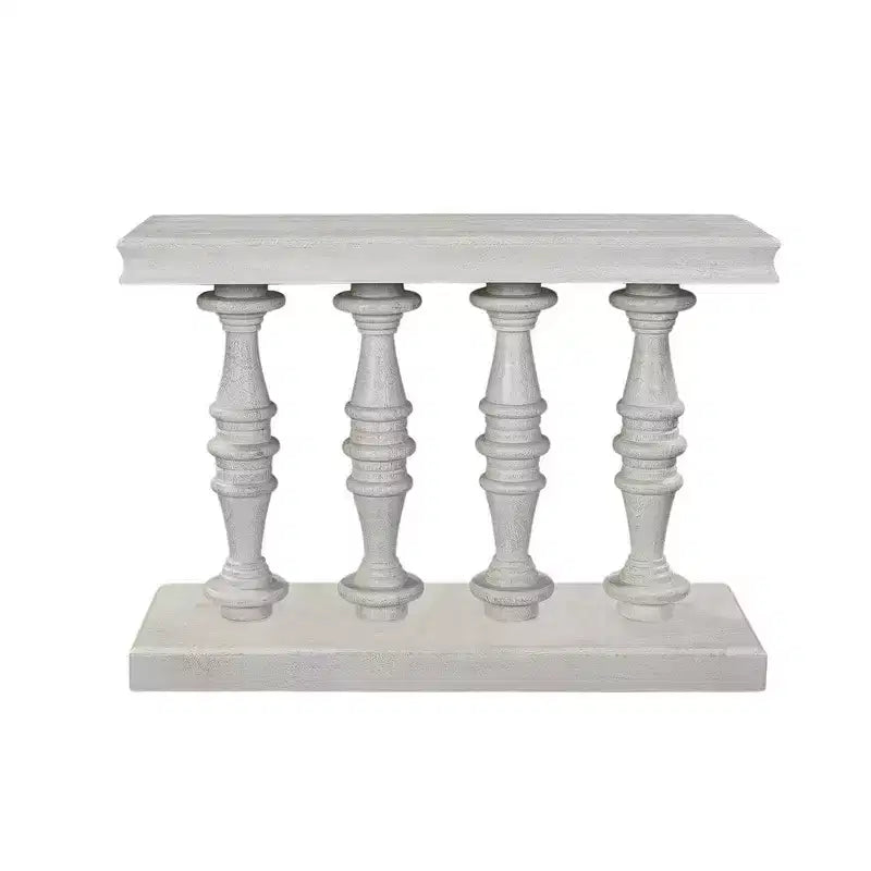 Consolle da divano, piano da 42 pollici, legno di mango bianco lavato sabbiato, gambe a pilastro tornite