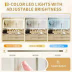 Toeletta con Specchio e Luci, Mobile Trucco con Cassetti e Sgabello, Piccolo Set Toeletta per Camera da Letta, Tavolo da Trucco con Specchio Illuminato a LED