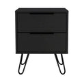 HomeRoots 22 Black Wood Two Drawer Nightstand