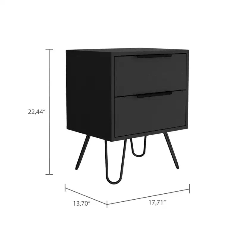 HomeRoots Comodino a Due Cassetti in Legno Nero 22