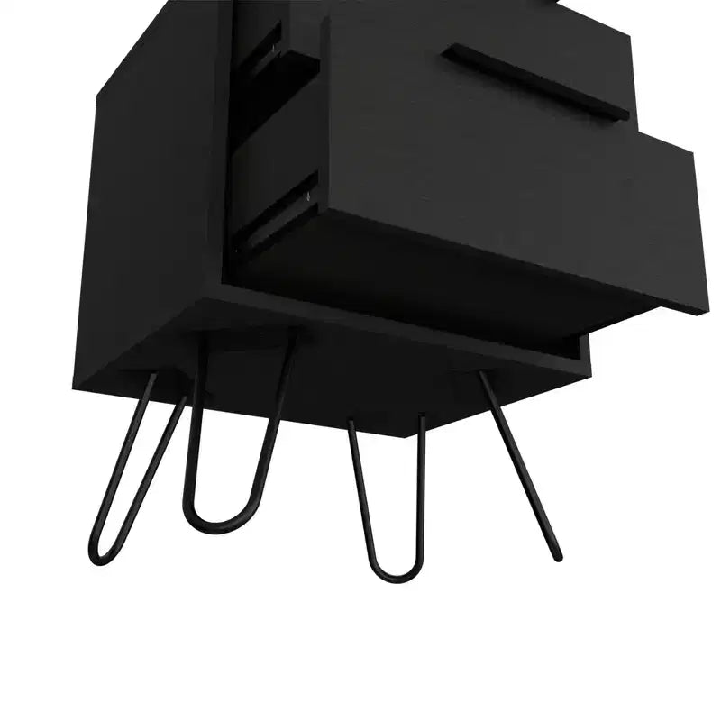 HomeRoots Comodino a Due Cassetti in Legno Nero 22