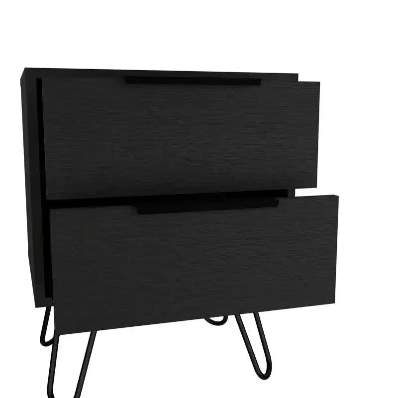 HomeRoots Comodino a Due Cassetti in Legno Nero 22