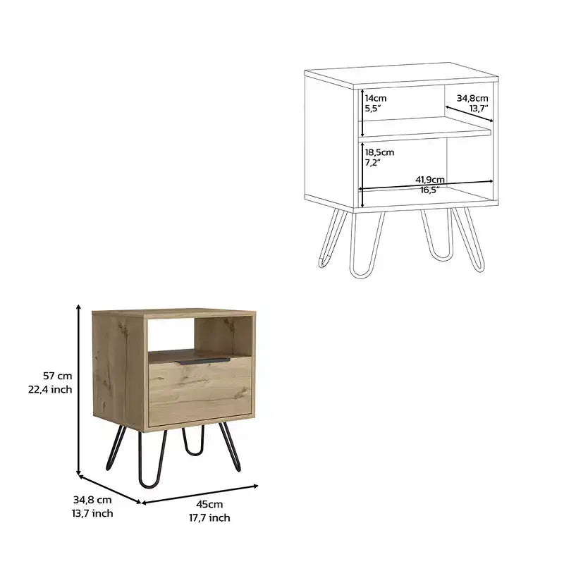 Comodino HomeRoots 22 Beige Legno
