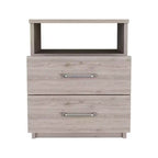 HomeRoots 20 Gray Two Drawer Faux Wood Nightstand