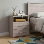 Comodino HomeRoots 20 grigio con due cassetti in simil legno
