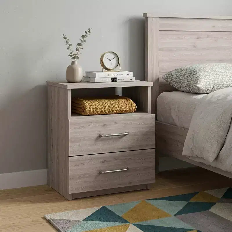 Comodino HomeRoots 20 grigio con due cassetti in simil legno