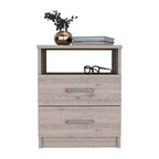 Comodino HomeRoots 20 grigio con due cassetti in simil legno