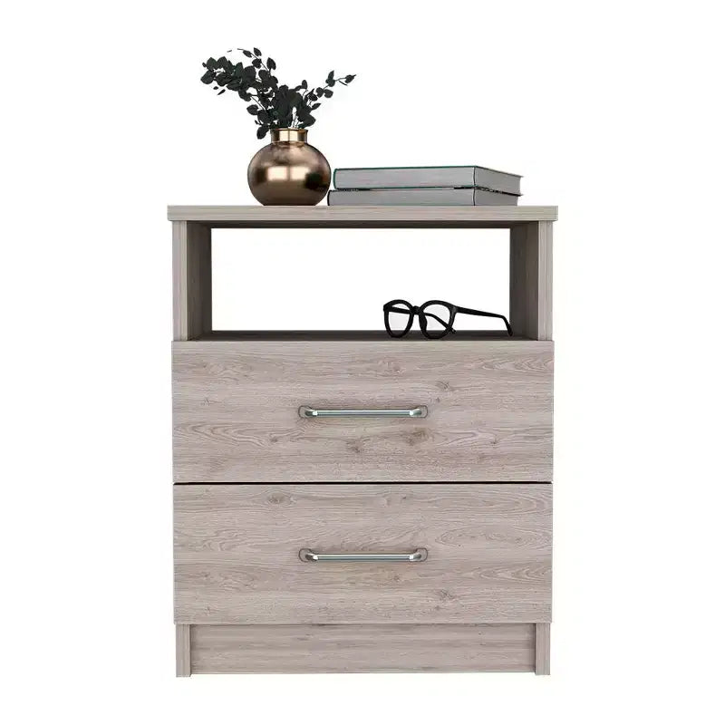 Comodino HomeRoots 20 grigio con due cassetti in simil legno