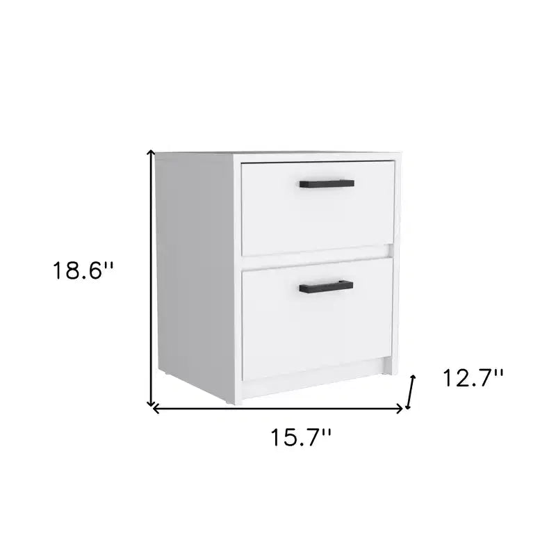 HomeRoots 19 comodino bianco in legno a due cassetti