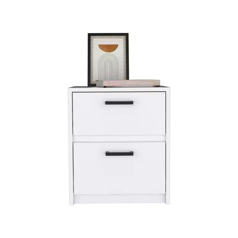 HomeRoots 19 comodino bianco in legno a due cassetti