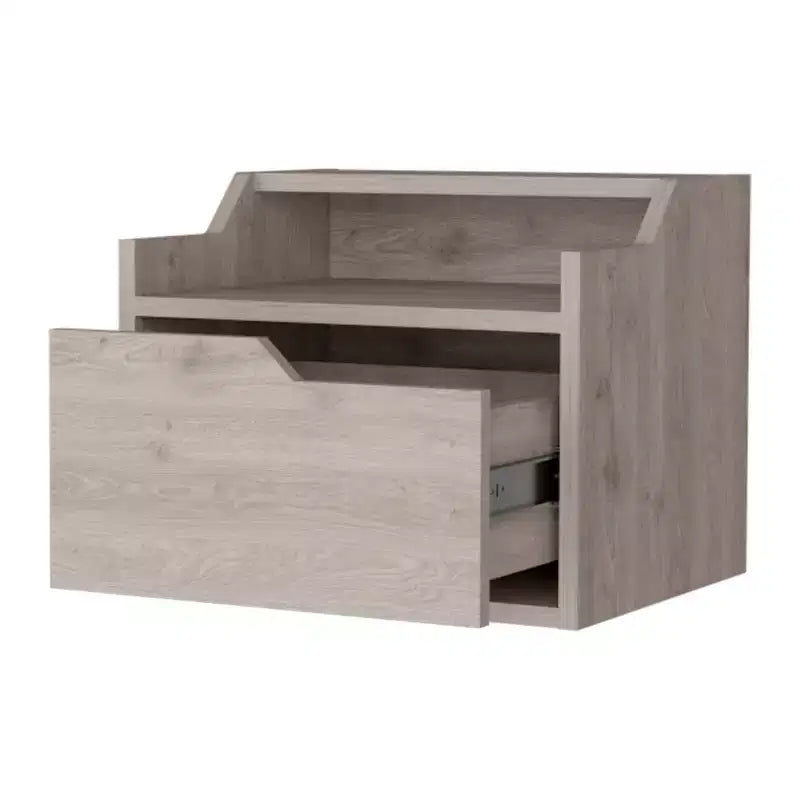HomeRoots 13 Comodino sospeso in legno grigio con un cassetto