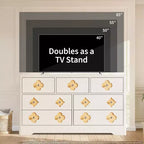 Comò da camera con 7 cassetti, cassettiera larga 137 cm con grande armadio contenitore per vestiti, comò in legno per camera da letto, mobile TV per corridoio