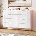 Cassettiera scanalata per camera da letto con 8 cassetti, comò moderno con maniglia in metallo, cassettiera in legno, organizer per soggiorno