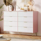 Cassettiera scanalata per camera da letto con 8 cassetti, comò moderno con maniglia in metallo, cassettiera in legno, organizer per soggiorno