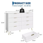 Cassettiera scanalata per camera da letto con 8 cassetti, comò moderno con maniglia in metallo, cassettiera in legno, organizer per soggiorno