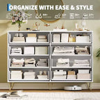 Cassettiera scanalata per camera da letto con 8 cassetti, comò moderno con maniglia in metallo, cassettiera in legno, organizer per soggiorno