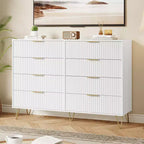 Cassettiera scanalata per camera da letto con 8 cassetti, comò moderno con maniglia in metallo, cassettiera in legno, organizer per soggiorno