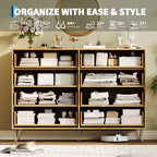 Cassettiera scanalata per camera da letto con 8 cassetti, comò moderno con maniglia in metallo, cassettiera in legno, organizer per soggiorno