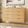 Fluted Dresser for Bedroom with 8 Drawers,Modern Chest of Drawers with Metal Handle,Wooden Dresser TV Stand, Storage Organizer for Living Room