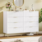 Cassettiera scanalata per camera da letto con 8 cassetti, comò moderno con maniglia in metallo, cassettiera in legno, organizer per soggiorno