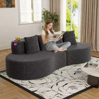 Divano modulare curvo componibile, divano a 3 posti con portabicchieri, tasca laterale e 4 cuscini per soggiorno, ufficio, appartamento - ModernLuxe