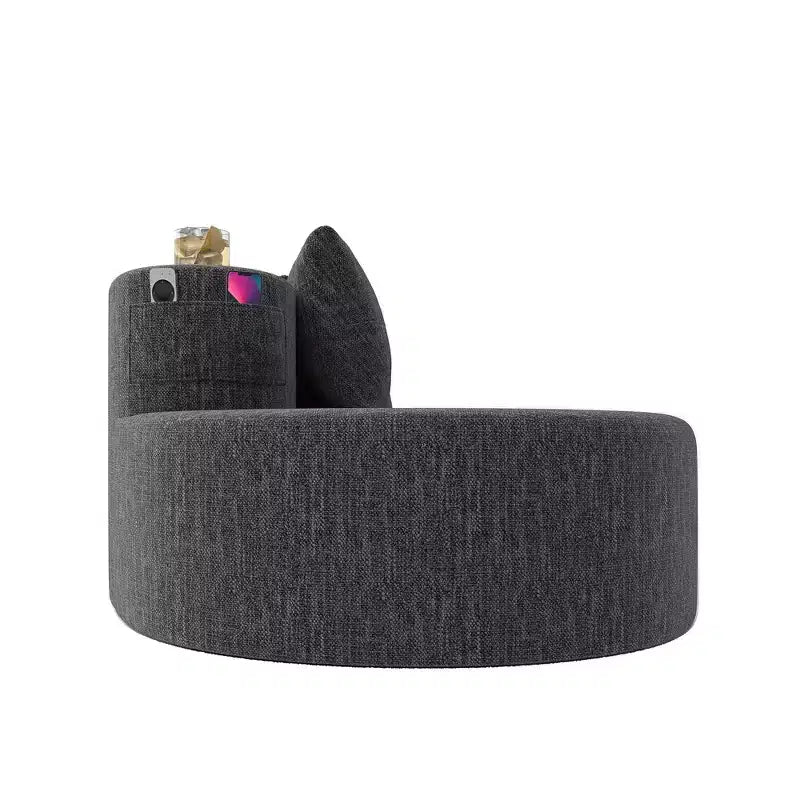 Divano modulare curvo componibile, divano a 3 posti con portabicchieri, tasca laterale e 4 cuscini per soggiorno, ufficio, appartamento - ModernLuxe