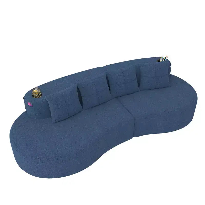 Divano modulare curvo componibile, divano a 3 posti con portabicchieri, tasca laterale e 4 cuscini per soggiorno, ufficio, appartamento - ModernLuxe