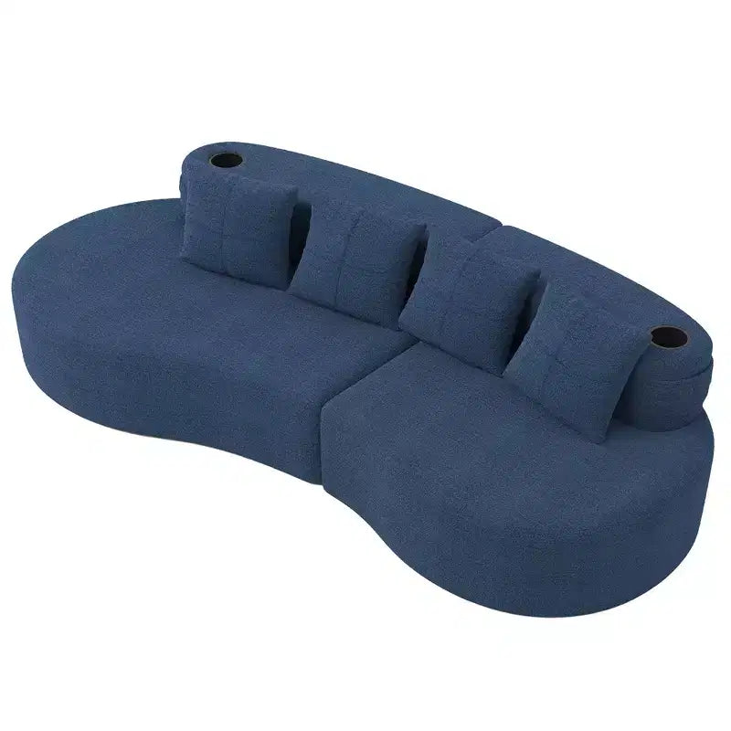 Divano modulare curvo componibile, divano a 3 posti con portabicchieri, tasca laterale e 4 cuscini per soggiorno, ufficio, appartamento - ModernLuxe
