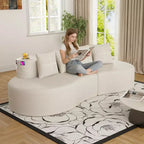 Divano modulare curvo componibile, divano a 3 posti con portabicchieri, tasca laterale e 4 cuscini per soggiorno, ufficio, appartamento - ModernLuxe