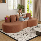Divano modulare curvo componibile, divano a 3 posti con portabicchieri, tasca laterale e 4 cuscini per soggiorno, ufficio, appartamento - ModernLuxe