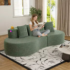 Divano modulare curvo componibile, divano a 3 posti con portabicchieri, tasca laterale e 4 cuscini per soggiorno, ufficio, appartamento - ModernLuxe