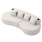 Divano modulare curvo componibile, divano a 3 posti con portabicchieri, tasca laterale e 4 cuscini per soggiorno, ufficio, appartamento - ModernLuxe