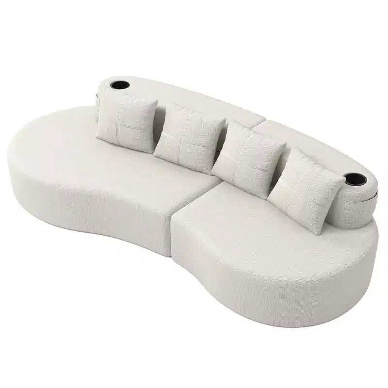 Divano modulare curvo componibile, divano a 3 posti con portabicchieri, tasca laterale e 4 cuscini per soggiorno, ufficio, appartamento - ModernLuxe