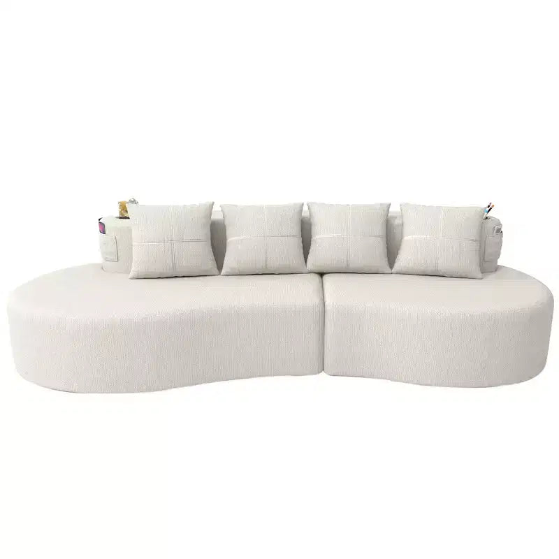 Divano modulare curvo componibile, divano a 3 posti con portabicchieri, tasca laterale e 4 cuscini per soggiorno, ufficio, appartamento - ModernLuxe