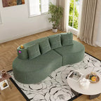 Divano modulare curvo componibile, divano a 3 posti con portabicchieri, tasca laterale e 4 cuscini per soggiorno, ufficio, appartamento - ModernLuxe