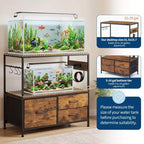 Mobile per acquario da 75-110 litri, supporto per acquario con struttura in metallo e cassetti, mobile doppio per tartarughiera (acquario non incluso)