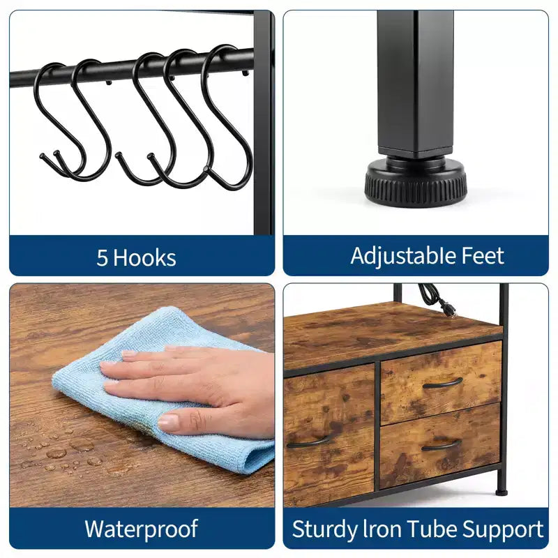 Mobile per acquario da 75-110 litri, supporto per acquario con struttura in metallo e cassetti, mobile doppio per tartarughiera (acquario non incluso)